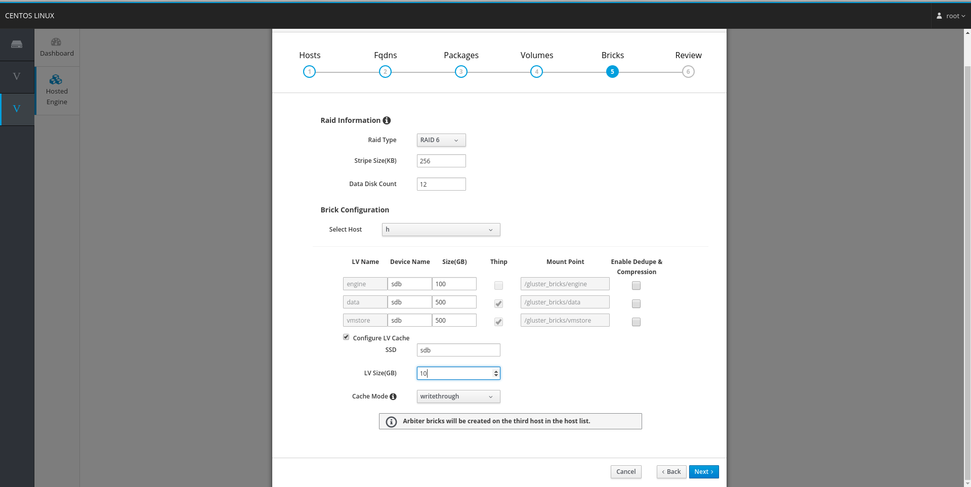 Brick setup sub-tab